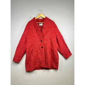 Old Navy Red Tweed Button Front Cardigan‎ Sweater Jacket Women's XL
